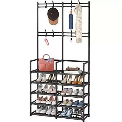 5-Tier Entryway Coat Rack Coat And Shoe Rack Entryway Bench Storage Organiz... • $43.62