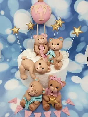 Teddy Bear Create Your Own Edible Cake Topper Baby Boy Girl Birthday Christening • £14