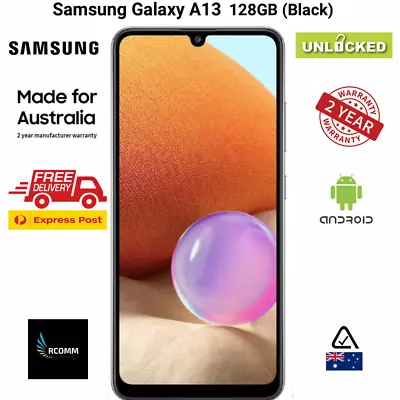 UNLOCKED Samsung Galaxy A13 6.6  Inches 128GB/4GB 50MP BLACK AU STOCK SEALED • $298.88