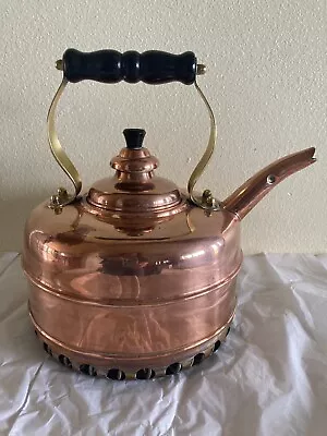 Vintage Simplex England Solid Copper Whistling Tea Kettle With Coil REGd 786743 • $175