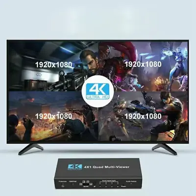 4K Multi-viewer 4X1 Quad Screen Viewer 4In1 Seamless Switcher Switch 2023 US • $30.96