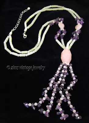 Mine Finds JAY KING Amethyst Yellow Pink Quartz TASSEL Sterling Silver NECKLACE • $9.99