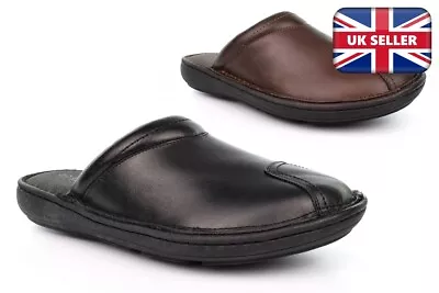 Mens Leather Mules Mens Leather Clogs Leather Slippers (Small Fit Buy 1 Size Up) • £30.57