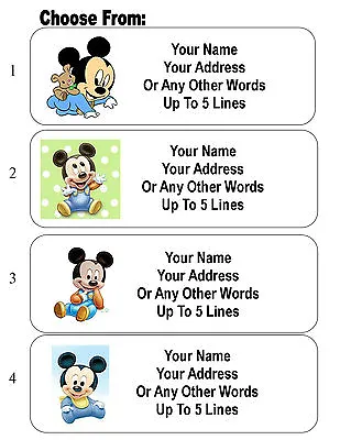 30 Disney Babies Mickey And Minnie Mouse Personalized Address Labels • $2