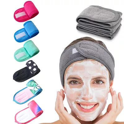 Ladies Facial Headband Adjustable Make Up Hair Band Stretch Head Wrap Spa Towel • £3.47