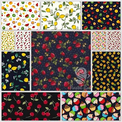 Fruits Fabric Kids Juicy Fruits Print 100% COTTON Children Prints Per Half Metre • £4.75