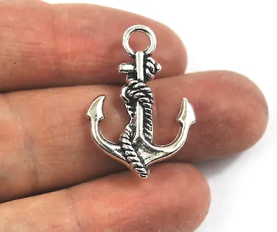 Antique Silver Tibetan Metal SHIP ANCHOR NAUTICAL Charms Pendant Bead Craft Card • £1.56