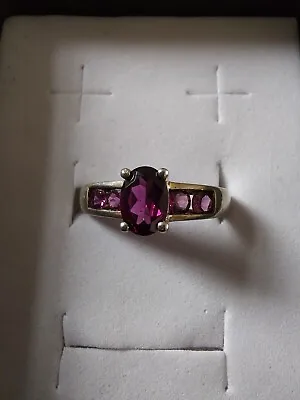 Sterling Silver Rhodolite Garnet Ring Size K • £65