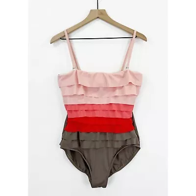 MagicSuit Swimsuit Women 14 Pink Red Brown Ruffled One Piece Underwired Classic • $50