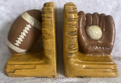 Vintage Bookends Sports Baseball Glove & Football Ceramic Set • $18.74