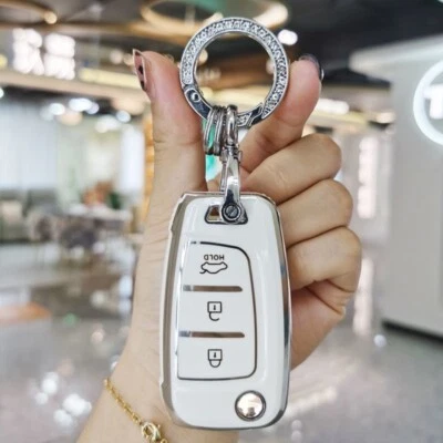 $19.99 • Buy TPU Flip Remote Key Fob Case Cover For Hyundai I30 I35 I40 Solaris Kona White
