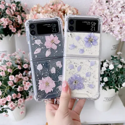 $16.68 • Buy For Samsung Galaxy Z Flip5/4/3/2/1 Bling Sparkle True Flower Shockproof Case