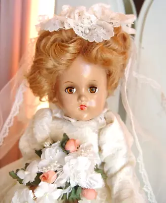 Vintage Madame Alexander  18   Composition Bride Doll- Satin & Lace Gown • $125