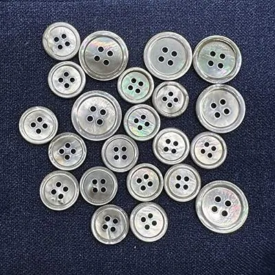 11 Pieces Natural Smoke Mother Of Pearl Buttons Set 20mm 15mm Mixed Grey MOP ... • $23.27