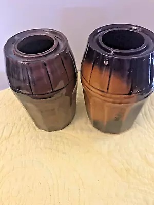 Lot Of 2 Peoria Pottery 7  Canning Jars Classic 12 Sided Vintage Crock • $17.50