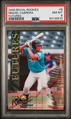 MIGUEL CABRERA ROOKIE Royal Rookies 2000 Baseball Card #6 PSA 8 • $50