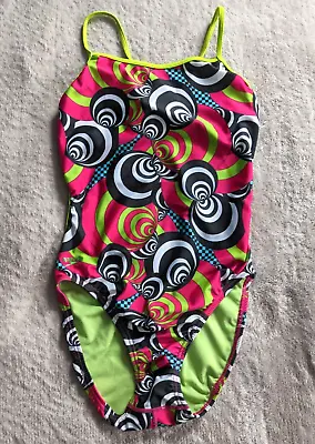$19.99 • Buy SPEEDO One Piece Swimsuit Womens Sz 36 Green Pink Black Blue
