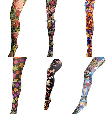 Patterned Printed Colourful Tights Alternative 60's 70's Warhol Funky Comic Pop • £12.98
