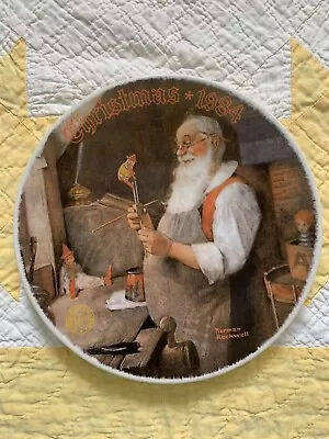 Christmas Plate 1984 Santa In His Workshop By Norman Rockwell Knowles  No COA • $1.99