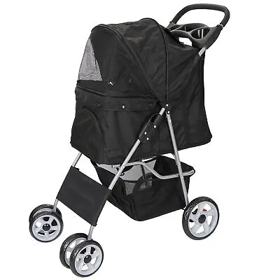 Durable Foldable Dog Stroller Pet Travel Carriage For Pets With Carrier Cart • $44.59