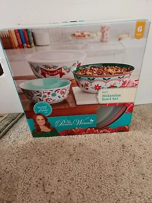 New Pioneer Woman Mazie Melamine Serving Bowl Set W/Lids! • £19.30