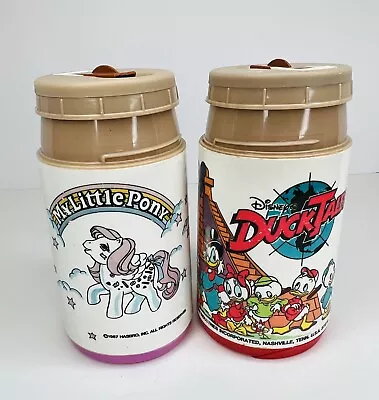 2 Vtg Aladdin Thermos' 80's DuckTales & My Little Pony Sip Lid Cartoon **NO Cups • $11.95