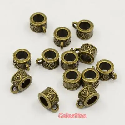 25 Antique Bronze Charm Holders - Charm Hangers LF CF NF • £1.57