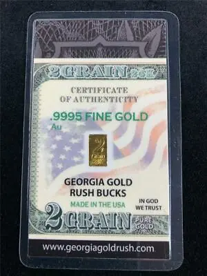 Georgia Gold Rush Bucks; .129597 Gram Gold Bar; .9995 24k Fine Gold Bullion • $21.98