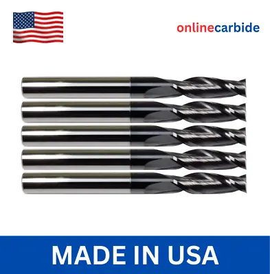 5 PCS 1/16  2 FLUTE CARBIDE END MILL - TiALN COATED • $33.95