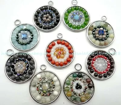 25pcs Necklaces Mandala Crystal Gemstone Black Cord Charm Jewelry Bulk Lot • $48.79