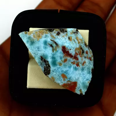 19g Natural Dominican Larimar Beautiful Raw Crystal Slice Druzy Mineral Specimen • £17.08