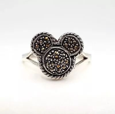 Sterling Silver Mickey Mouse Ring Disney Size 5 Marcasite Vintage • $25