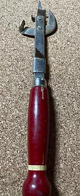 Vintage  Ekco A&J  Steel  Bottle Can Opener Red Wood Handle  Free Ship • $12