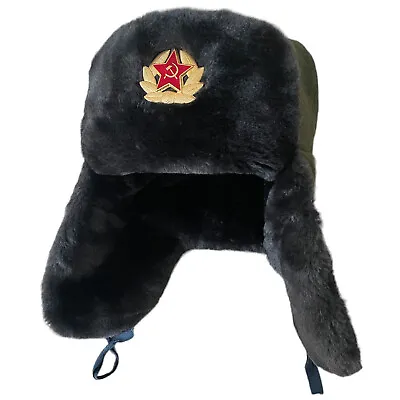 £27.99 • Buy USSR Russian Military Style Grey Faux Fur Winter Ushanka Hat Soviet Army Badge