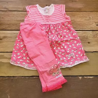 Size 4 Naartjie Pink Birds Lizzy Swing EUC Top GUC Capris • $26