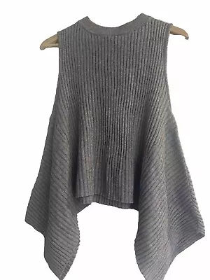 Decjuba Womens High Neck Sleeveless Top Wool Blend Ribbed Asymetric Size L 14 • $25