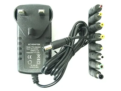 £11.69 • Buy 3000ma 9v AC-DC Power Adaptor Supply Charger Universal Lead 3a 27w - Multi Jack