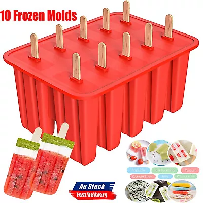 10Cells Block Moulds Ice Cream Mold Icy Pole Jelly Pop Popsicle Maker Mould Tray • $24.99