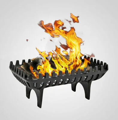 £29.99 • Buy Fire Grate Large Cast Iron Log Coal Wood Holder Basket Open Fireside Fireplace