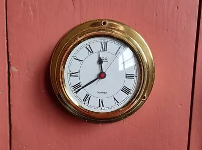 FCC Precision Ships Style 9.5cm Diameter Clock Brass Quartz • £35