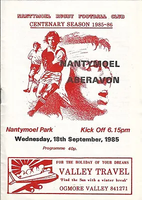 Nantymoel v Aberavon 18 Sep 1985 RUGBY PROGRAMME • £7.99