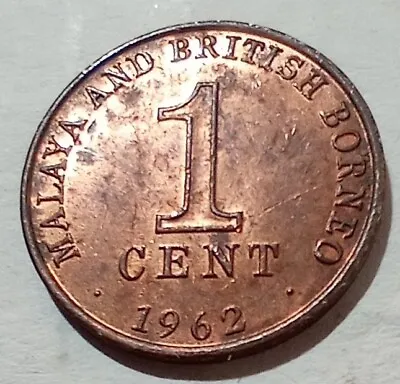 One 1 Cent 1962 Malaya And British Borneo Coin Kris Swords Malaysia • $3.32