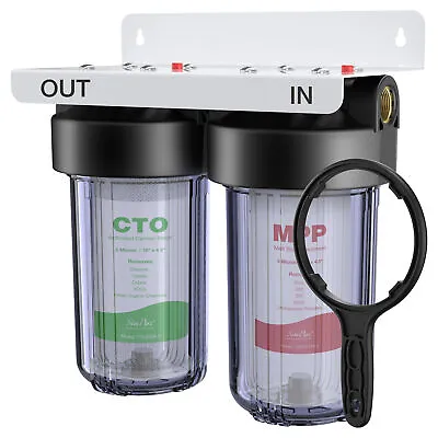 2-Stage 10 X4.5  Big Blue Whole House Water Filter System Carbon Sediment Filter • $97.99