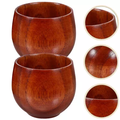 2 Wooden Sake Cups 50ml Japanese Style Vintage Drinking Cup • £11.93