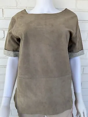 Vince Top 100% Goat Leather Lined Short Sleeve T-Shirt Style Sz Medium • $215