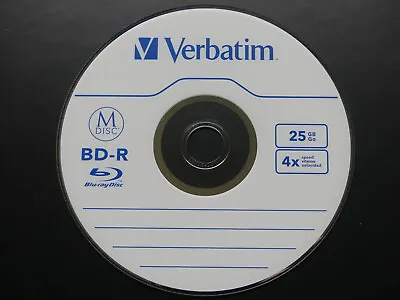 Single Verbatim Bluray BD-R 25GB Lifetime Archival M-Disc + Paper/Plastic Sleeve • $5.54