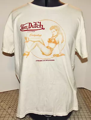 Vintage Von Dutch T Shirt American Kustom 8 Ball Bra Bodyshop Pinup Girl Size M • $22