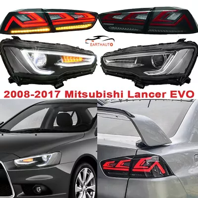 $668.99 • Buy Set(4) LED Halo Headlights Smoke Tail Lights For 08-17 Mitsubishi Lancer EVO New