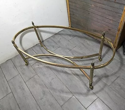 BASE ONLY: Vintage La Barge Brass Oval Coffee Table Flame Hollywood Regency • $540