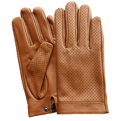 Men's Real Leather Retro Military Thin Lining Driving Touch Screen Short Gloves • $25.80